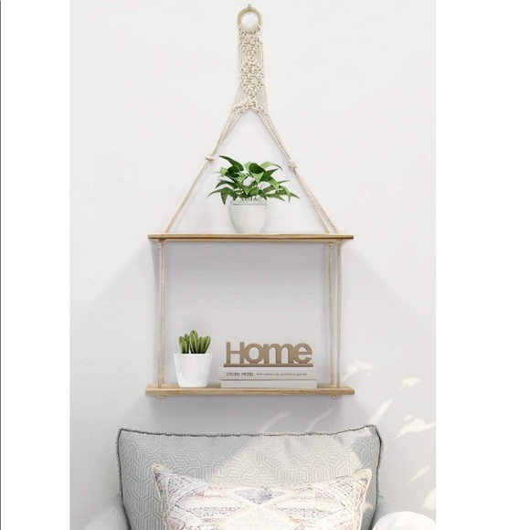 Hanging Wall Shelf 2 Tier Macrame Floating Shelves - Picture 2 of 7